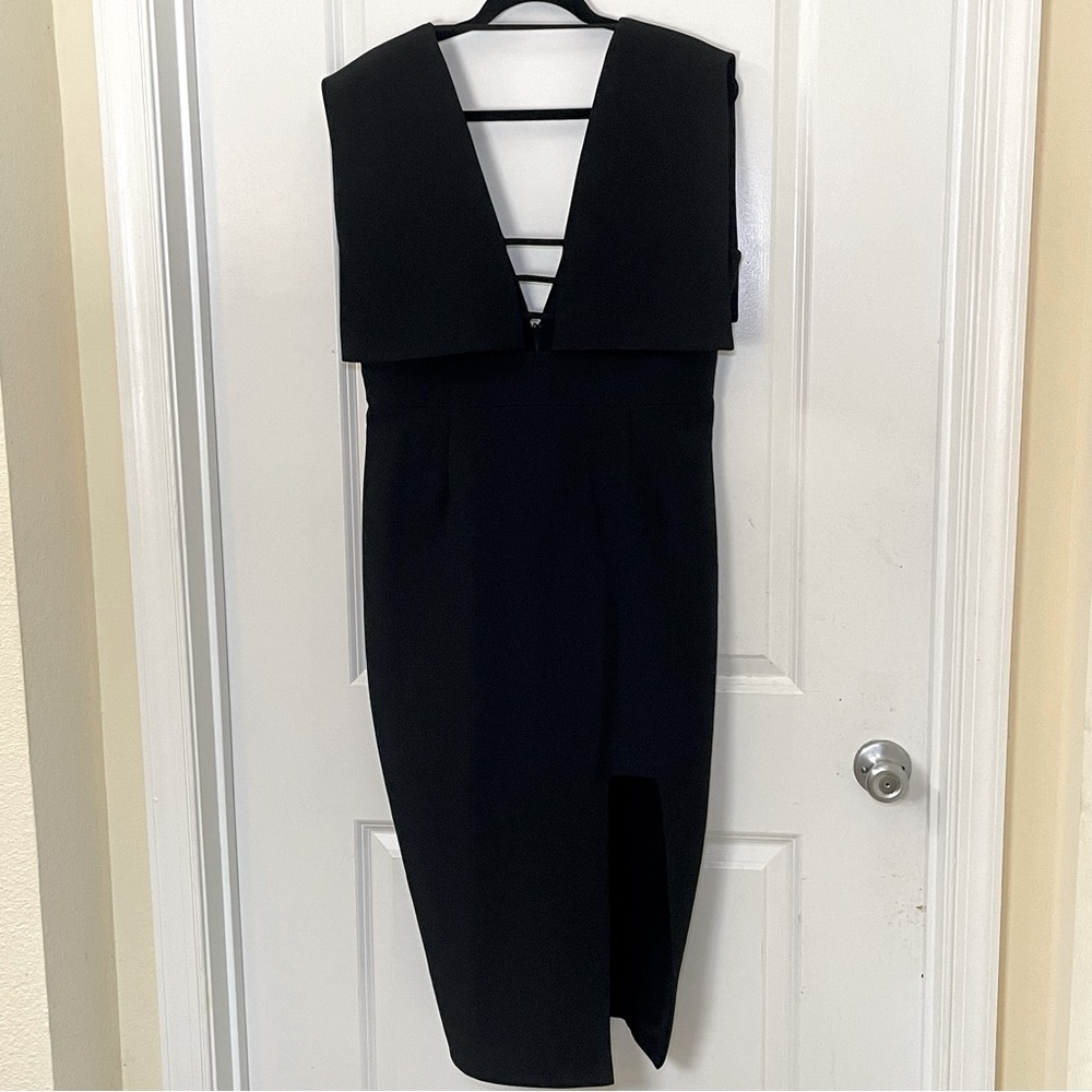 The 8th Sign Black V-Neck Sleeveless Midi Dress - Women 10